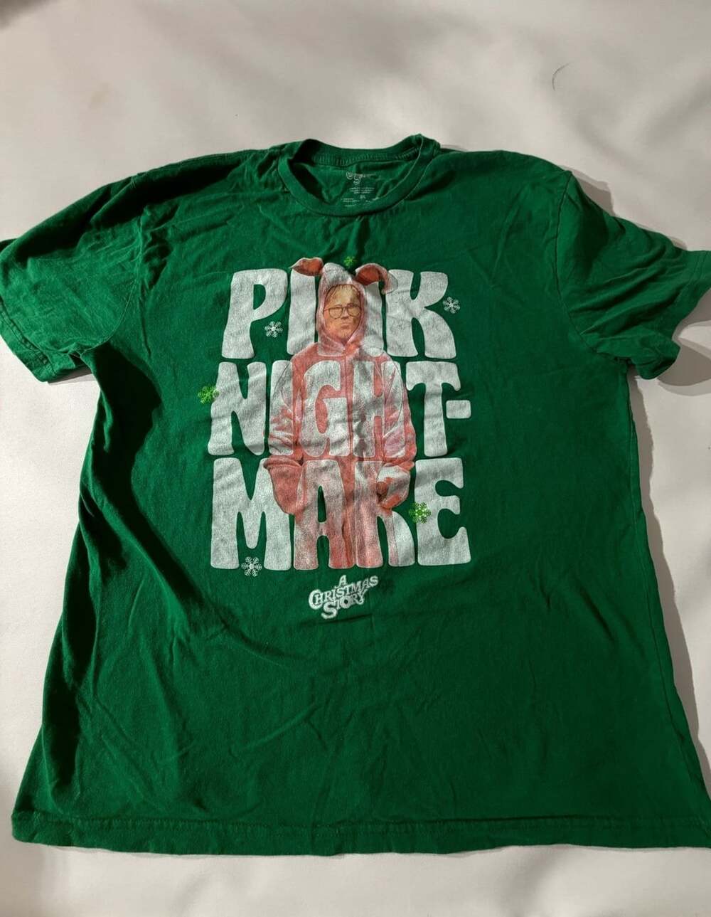Christmas Story Mens XXL Green Pink Nightmare Graphic Tee Holiday Movie